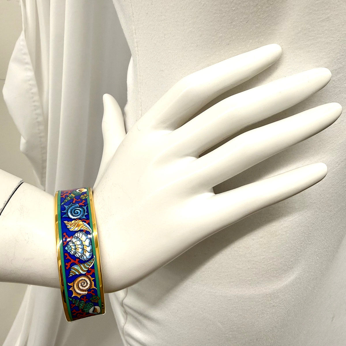 Hermes Wide Enamel Bangle Bracelet