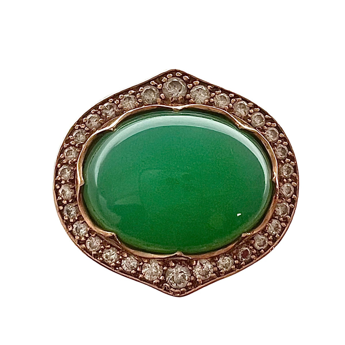 Aspery 14K Rose Gold Gold Ring with Chrysoprase and Diamonds
