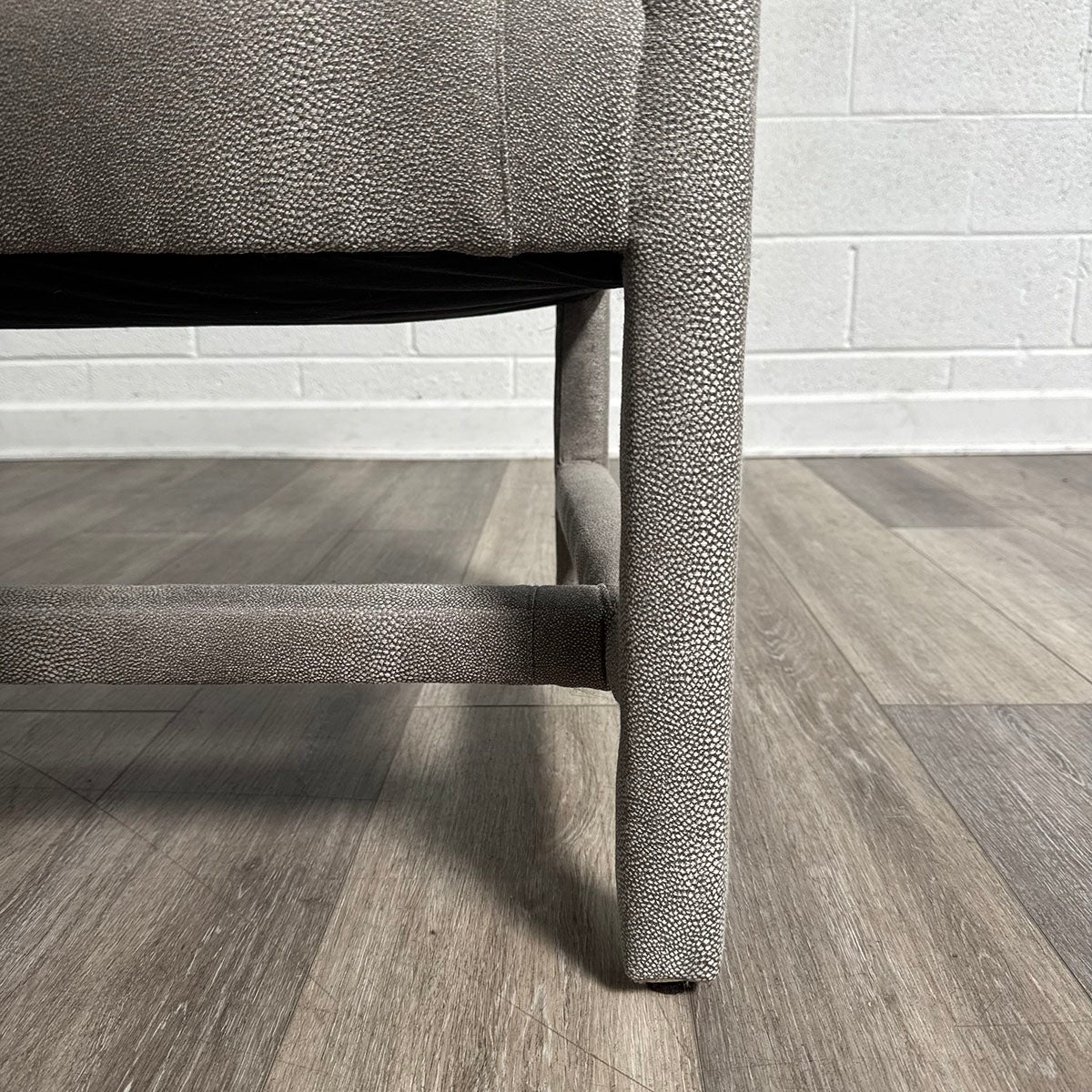 Upholstered Gray Loveseat  Bench