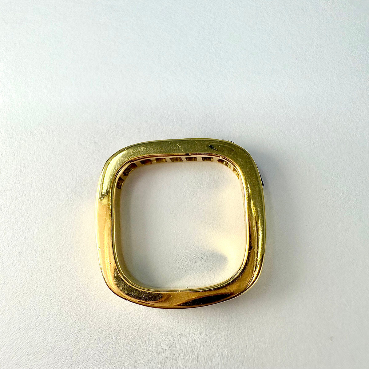 18K Gold Square Ring with 11 Rubies