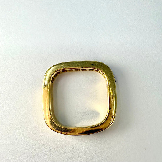 18K Gold Square Ring with 11 Rubies