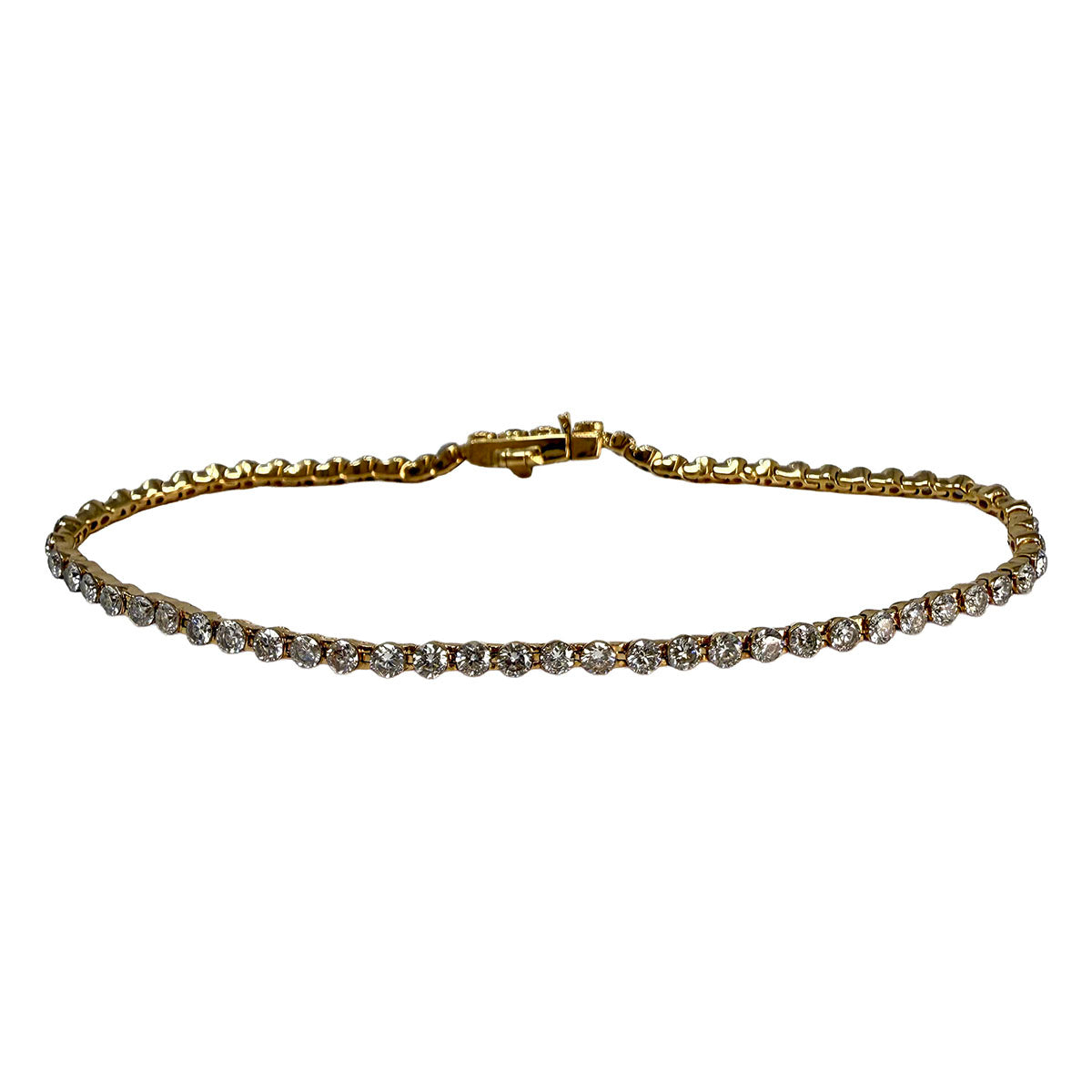 14K Gold Bracelet with Round, Marquise and  Emerald Cut Lab  Diamonds