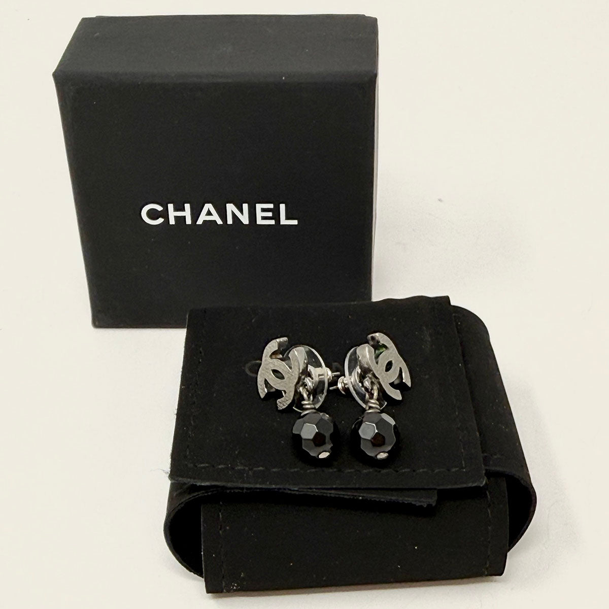 Chanel Black Bead Earrings