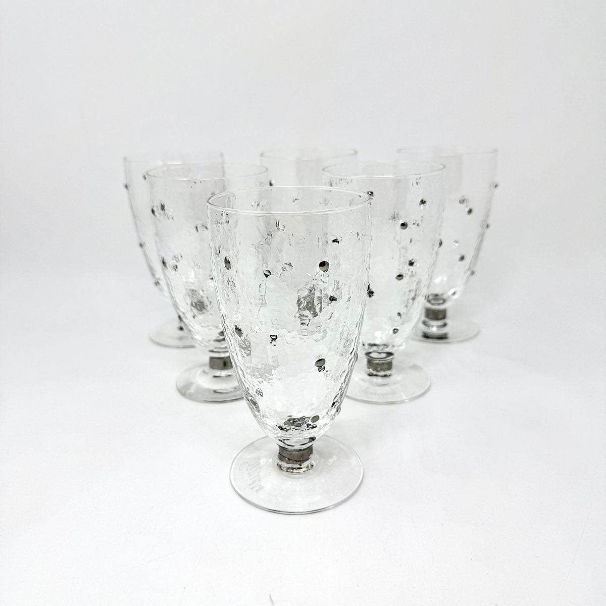 Set of 6 Smeyers Hand Blown Iced Tea Glasses w/ Platinum Dots