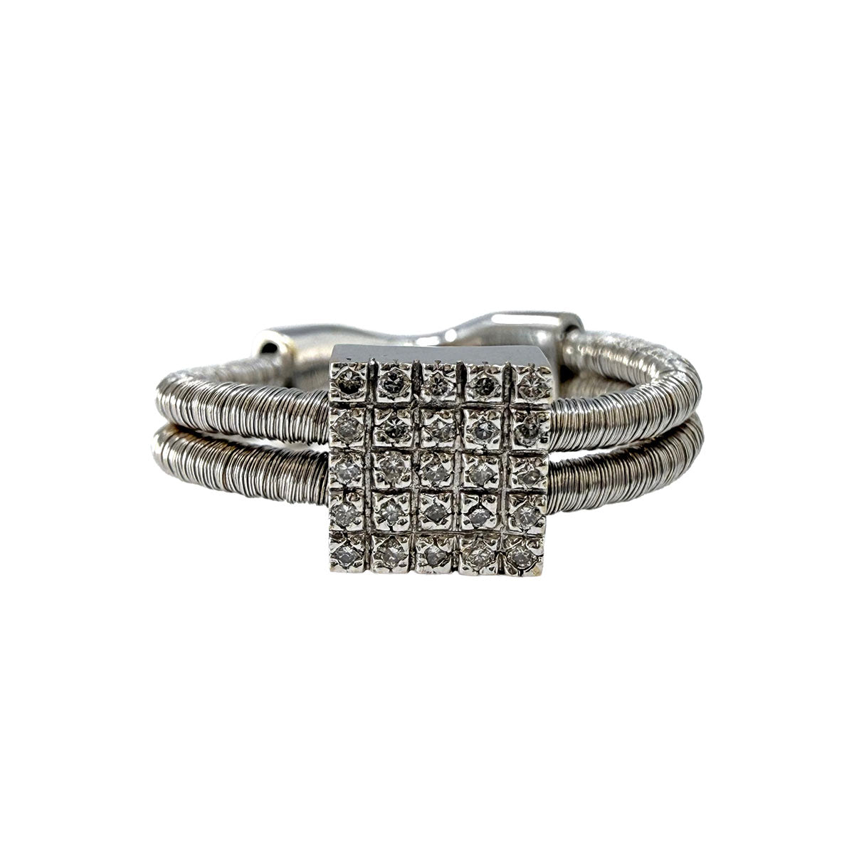18K White Gold Elastic Ring with Diamond