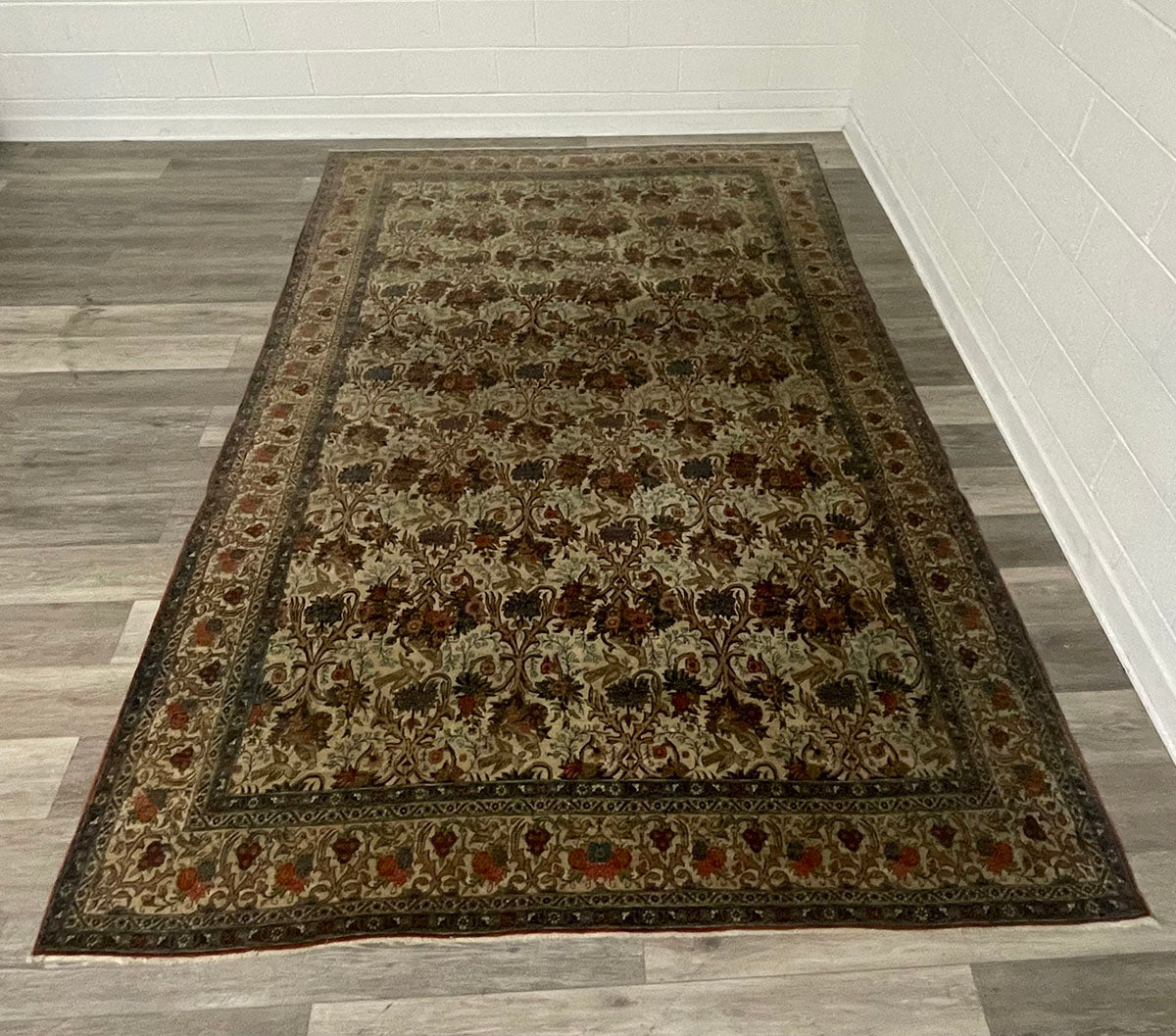 Vintage Area Rug with Bird Motif