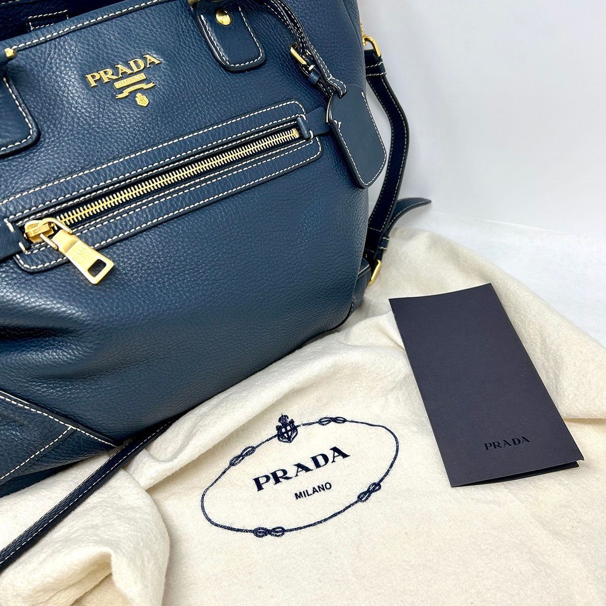 Prada Vitello Front Pocket Convertible Tote