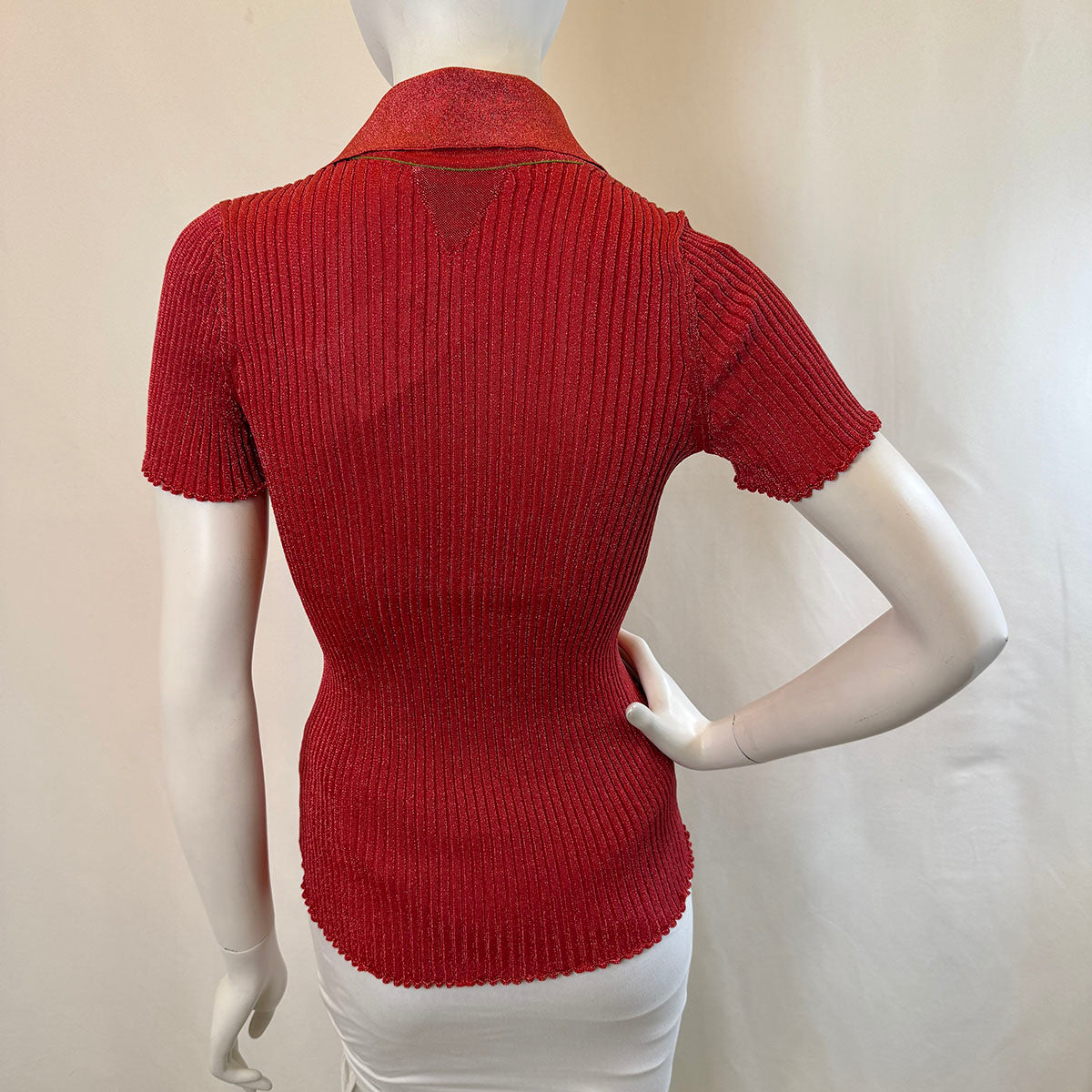 Bottega Veneta Short Sleeve Ribbed Sweater with Lurex Thread