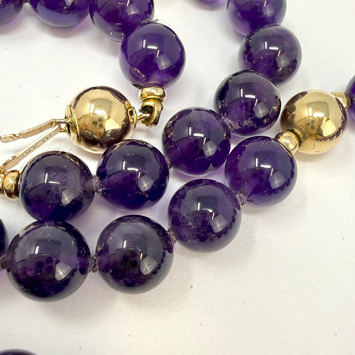 Amethyst and 14K Gold Ball Necklace