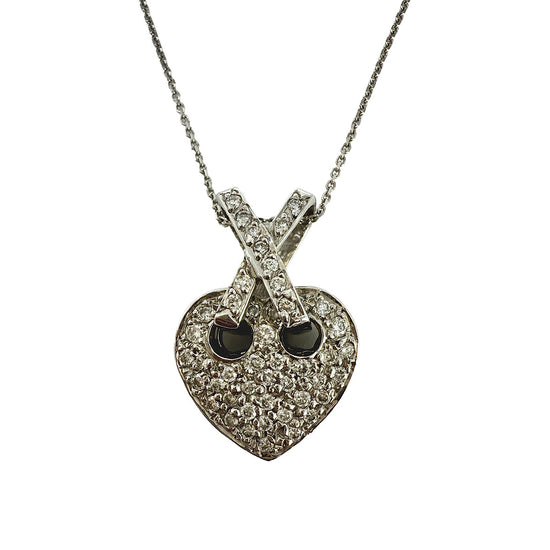 18K White Gold Necklace with Diamond Heart Pendant