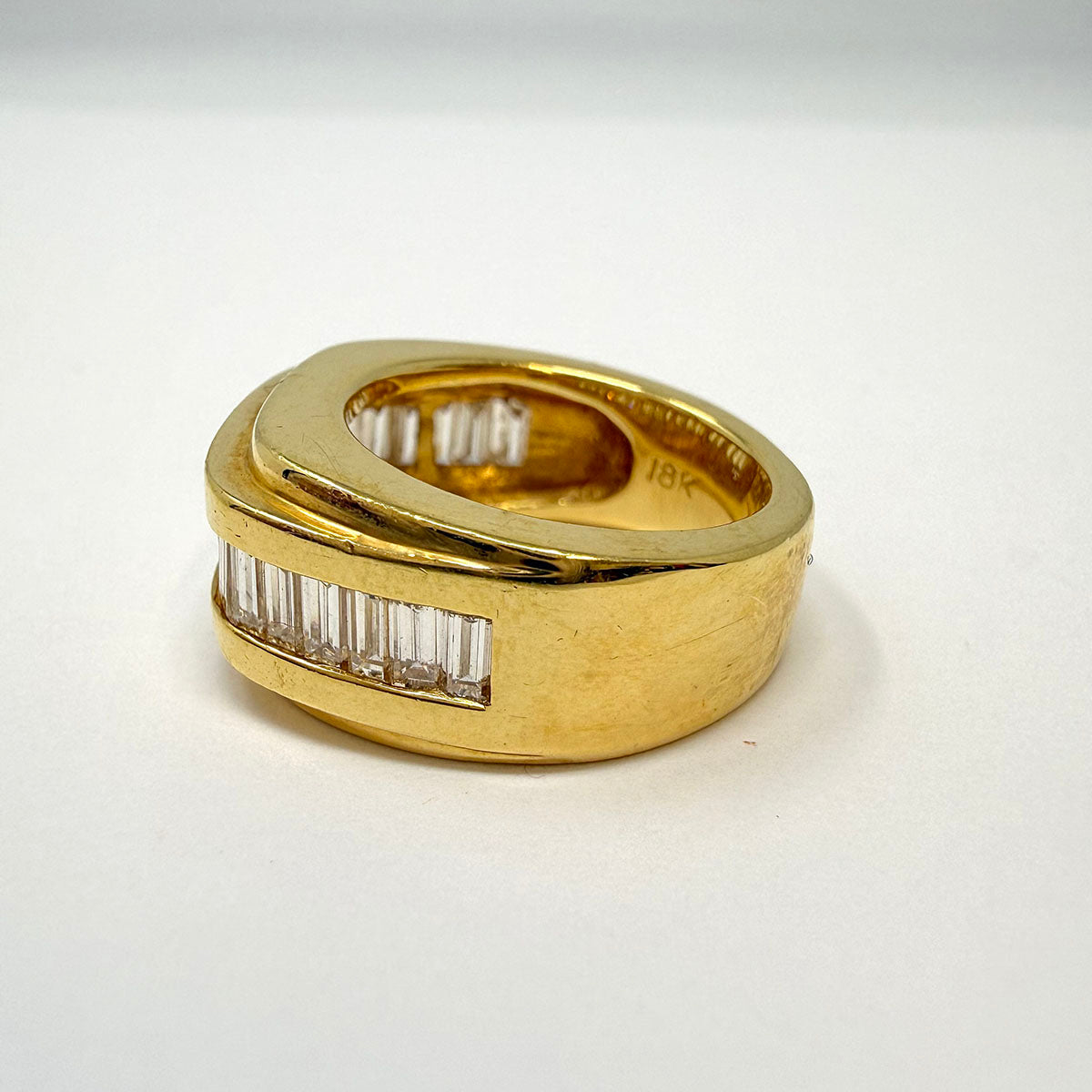 Susan Berman 18K Gold Ring with 20 Straight Baguette  Diamonds
