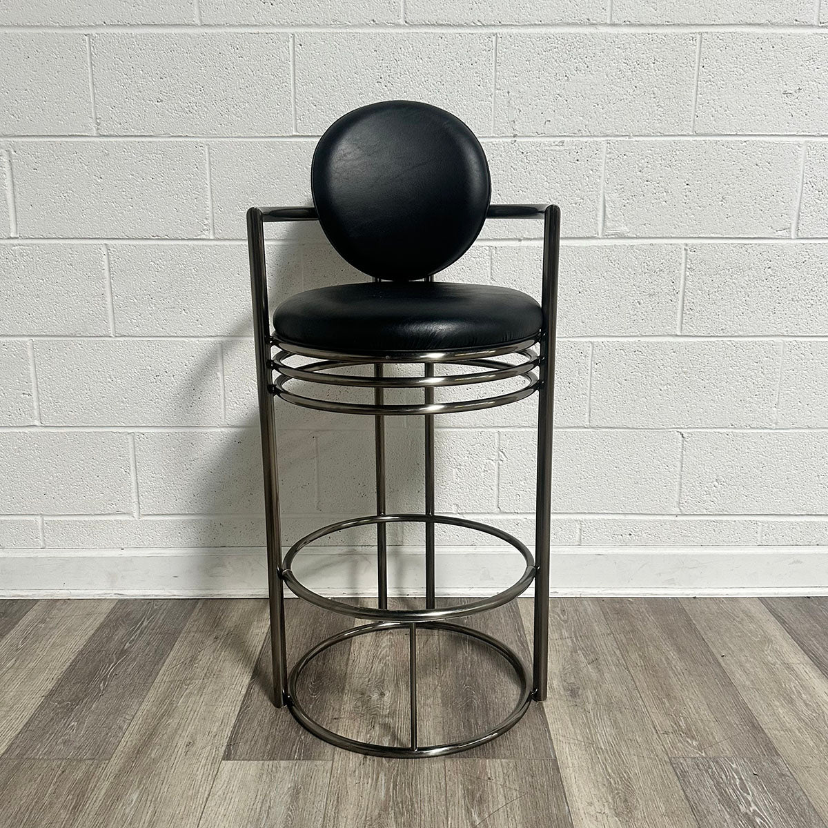 Pair of Leather and Chrome Bar Stools