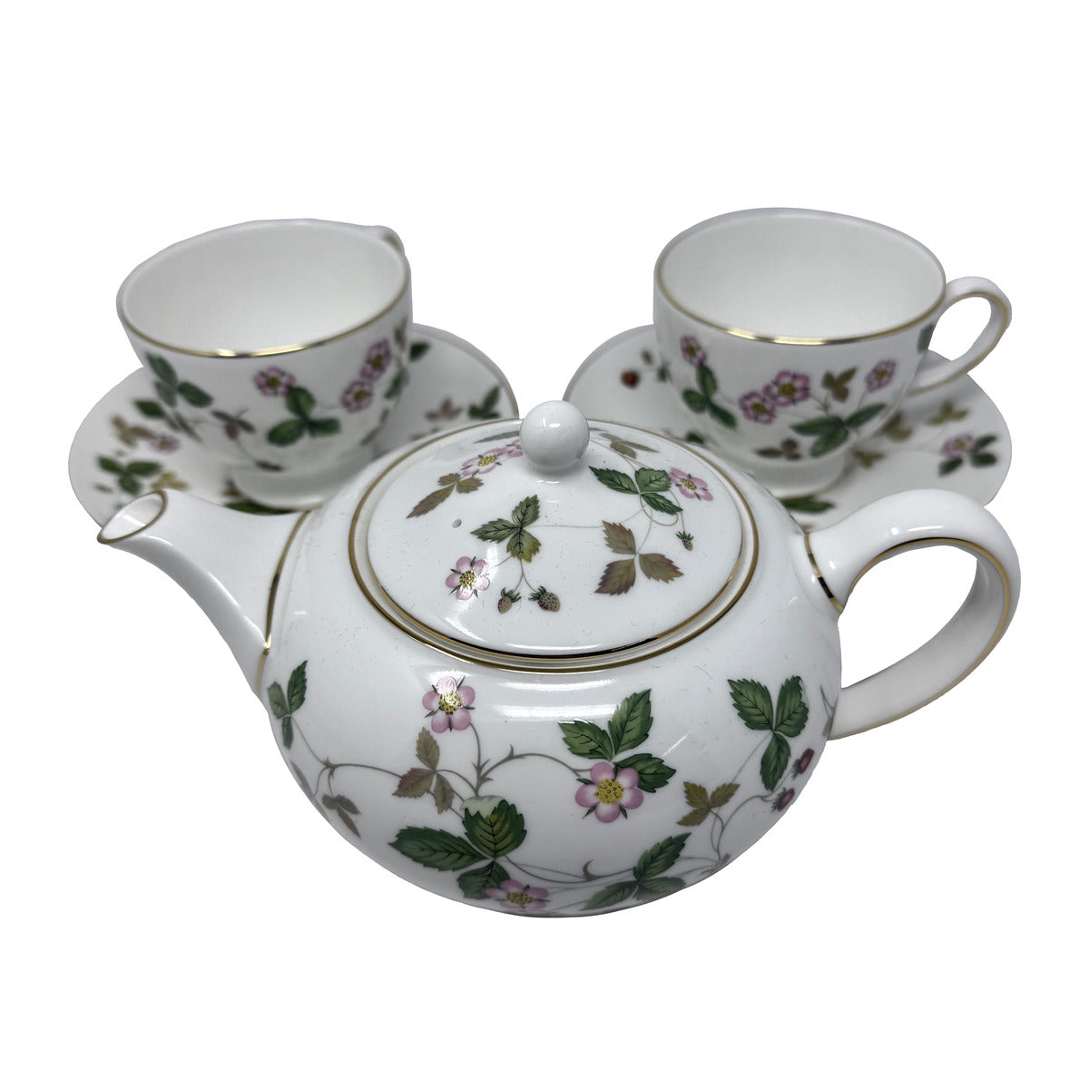 Wild Strawberry Teapot with 2 Cups/Saucers – North Shore Exchange