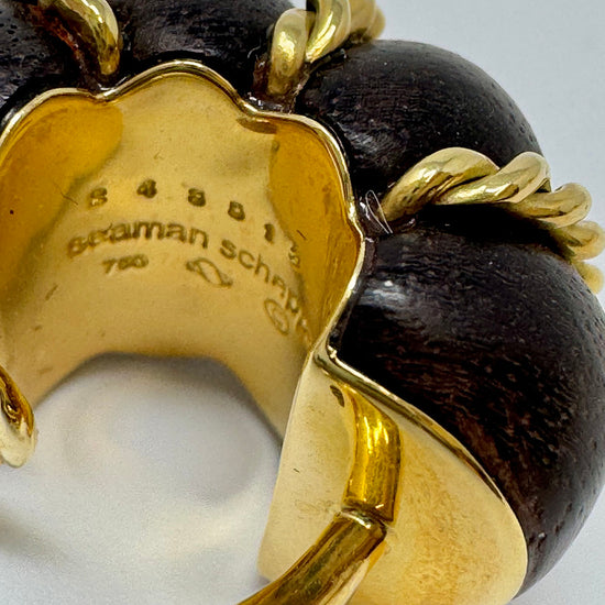 Seaman Schepps Wood and 18K Gold Shrimp Earrings