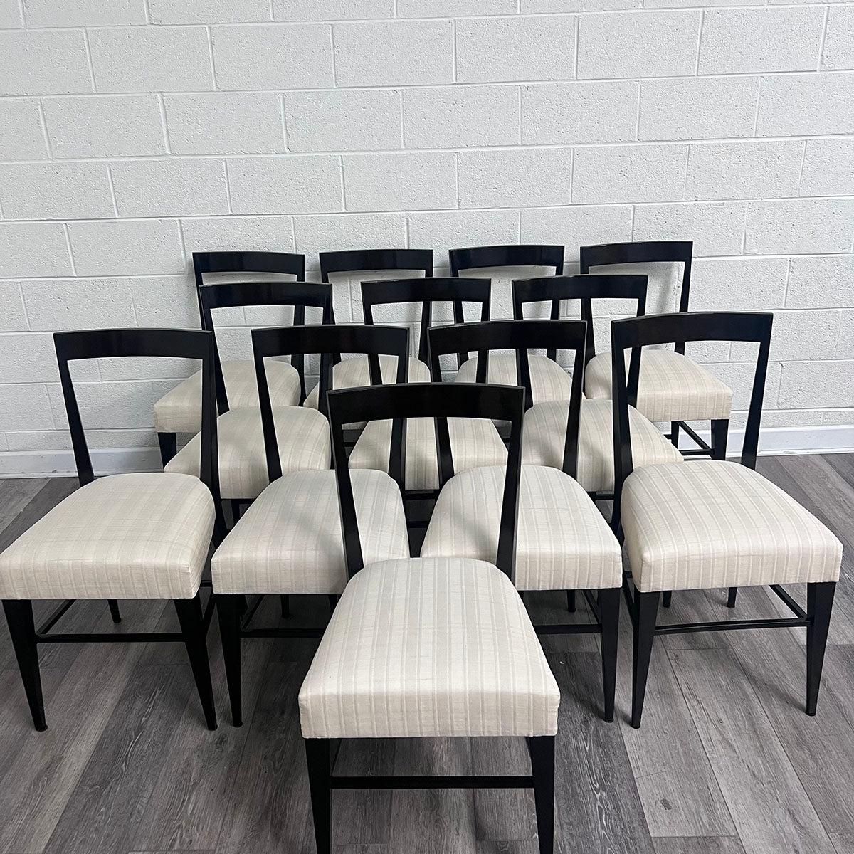 Set Of 12 White Silk Dining Chairs