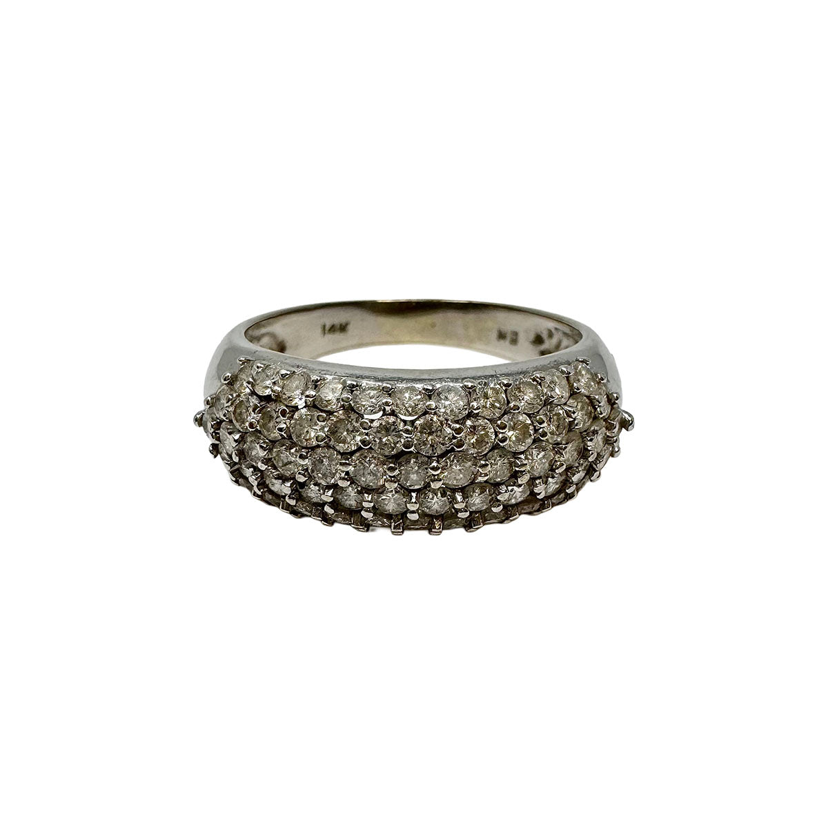14K White Gold 5 Row Diamond Ring
