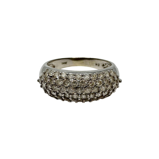 14K White Gold 5 Row Diamond Ring