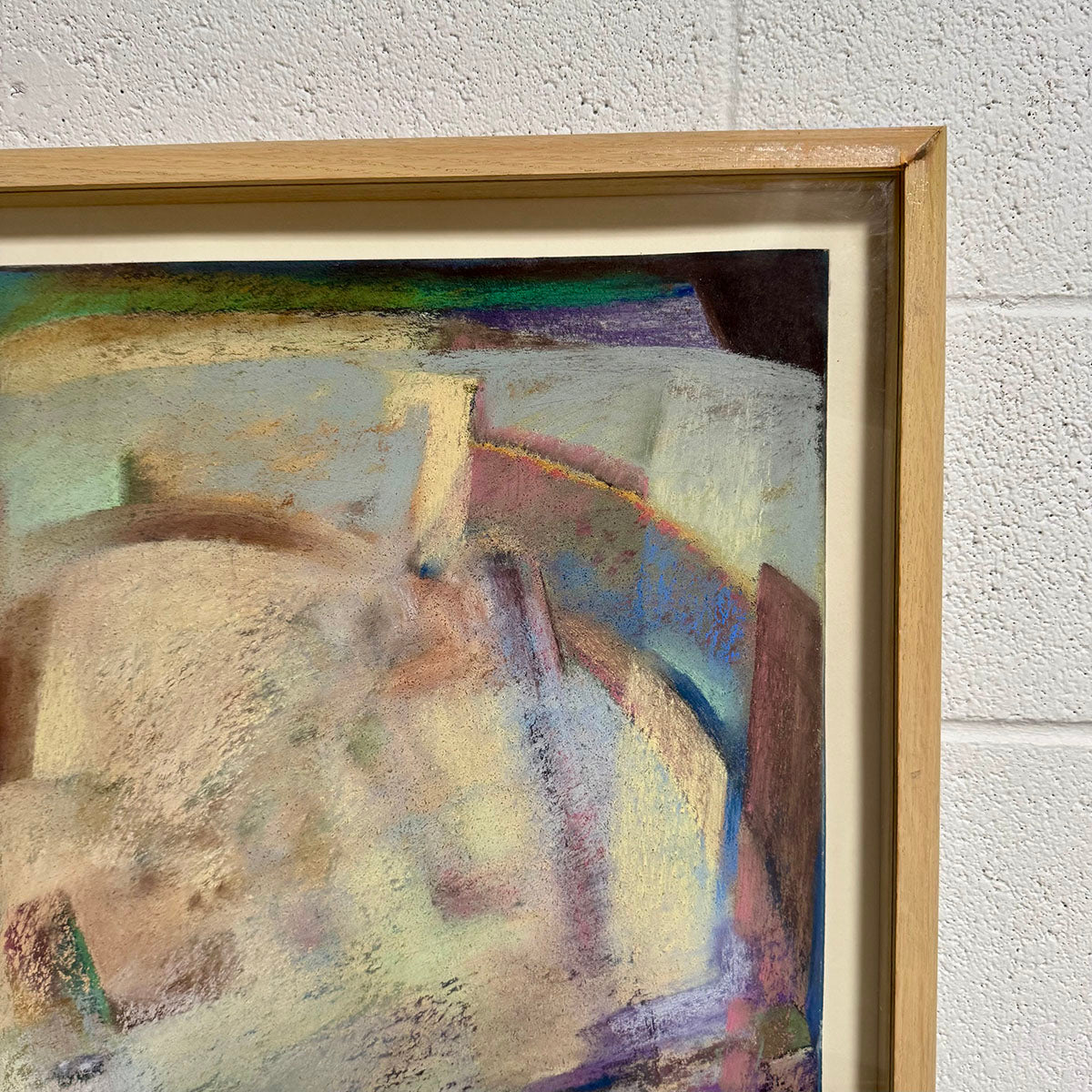 Framed Drawing Abstract Pastel Signed