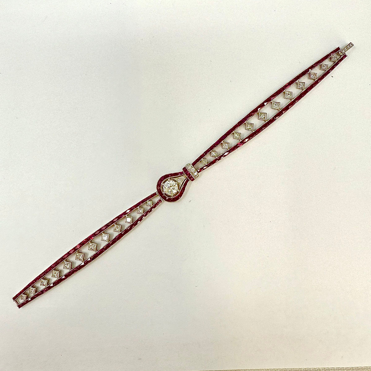 Platinum Ruby and Diamond Bracelet