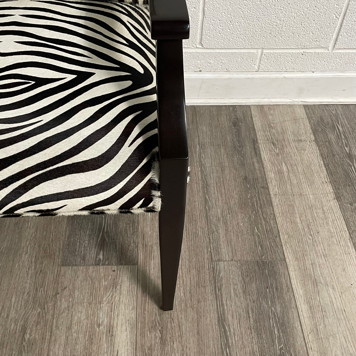 Pair of Zebra-Pattern Hair-On-Hide Upholstered Arm Chairs