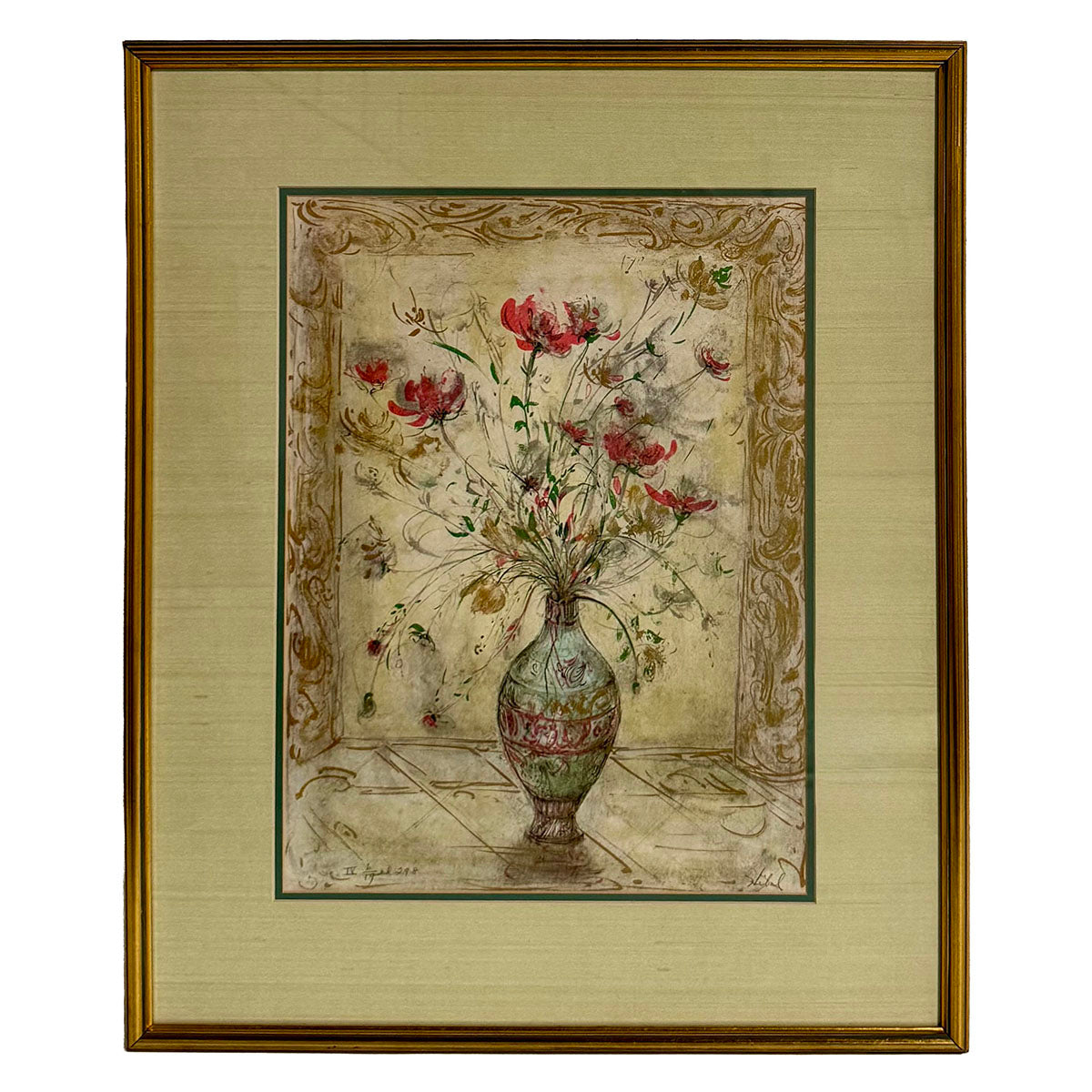 Framed Color Lithograph "Blumen" signed edition
