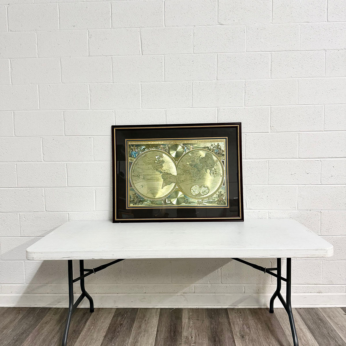 Double Hemisphere World Map Framed
