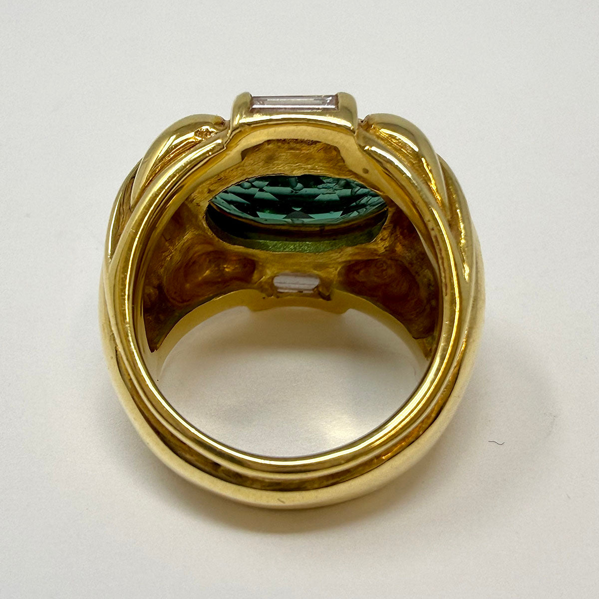 Susan Berman 18K Gold Ring with Oval Carved Intaglio Eros and Lion Tourmaline
