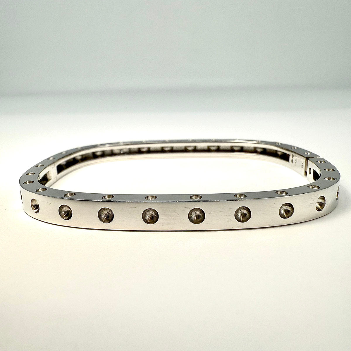 Roberto Coin 18K White Gold Square Hinged Pois Moi Bangle with 0.07ct Diamond