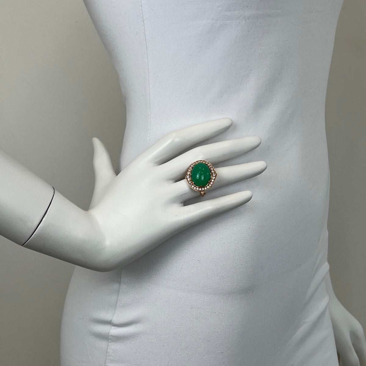 Aspery 14K Rose Gold Gold Ring with Chrysoprase and Diamonds