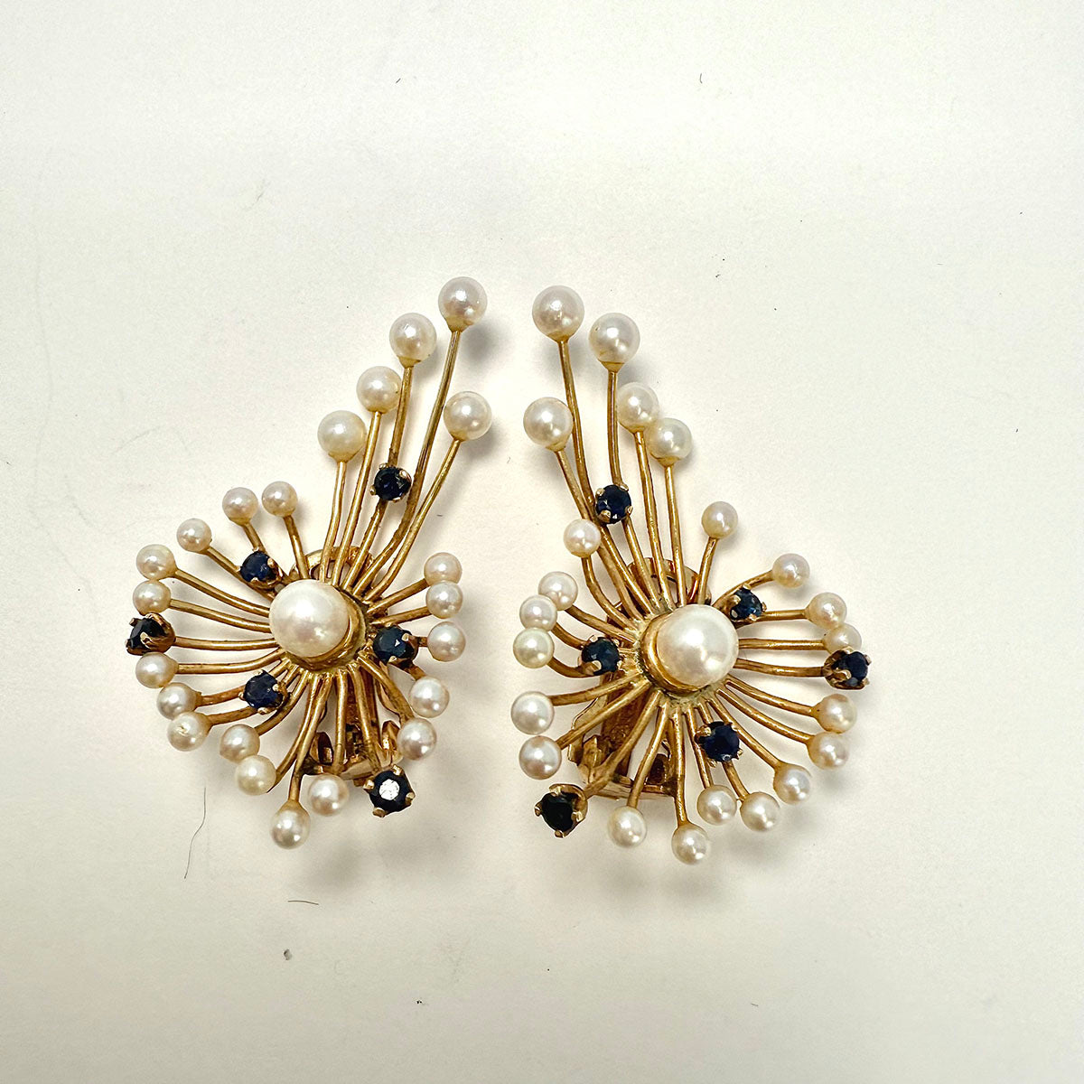 Sapphire and Pearl Earrings