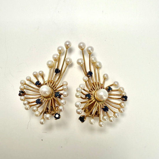 Sapphire and Pearl Earrings