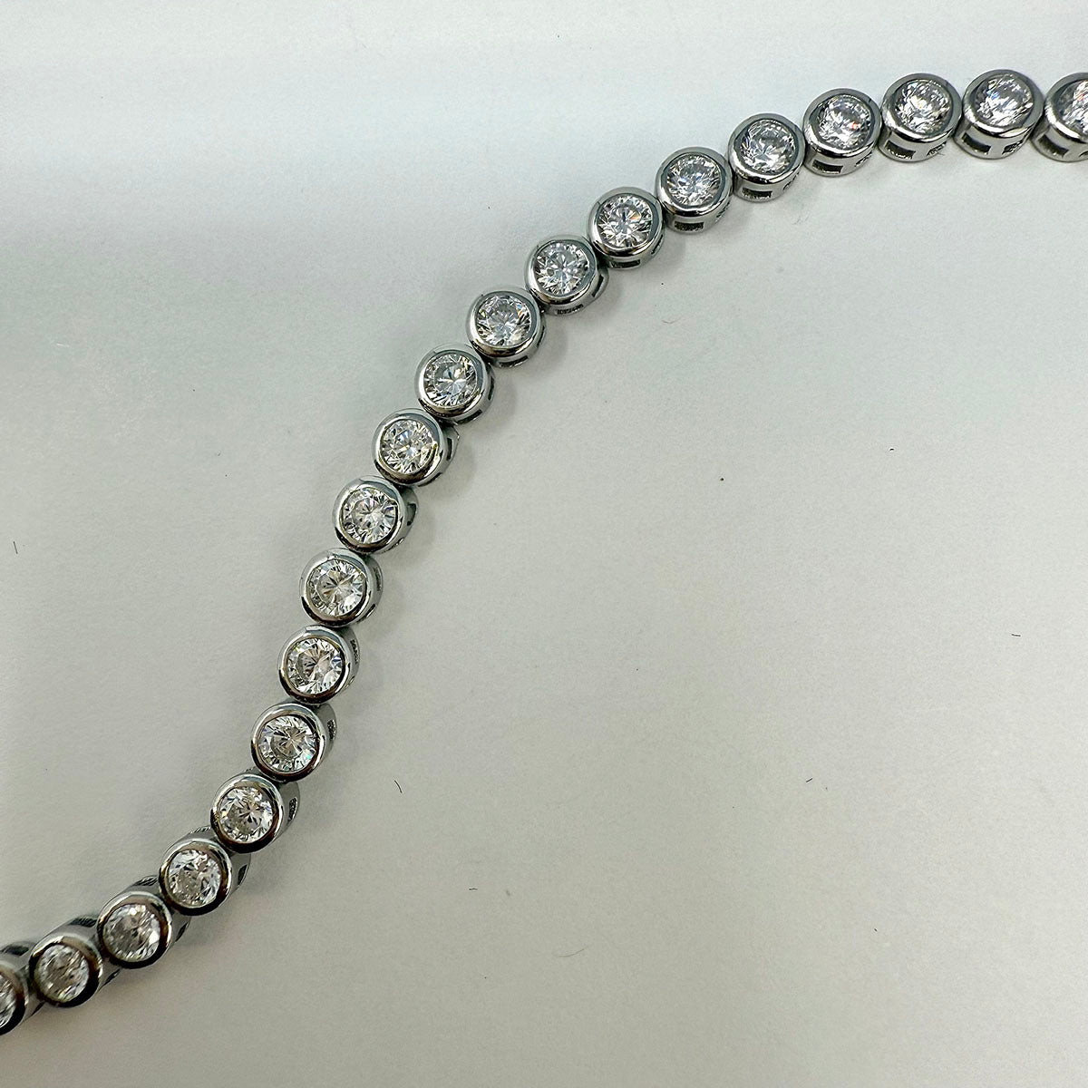7" Bezel Set Round CZ Rhodium-plated Tennis Bracelet