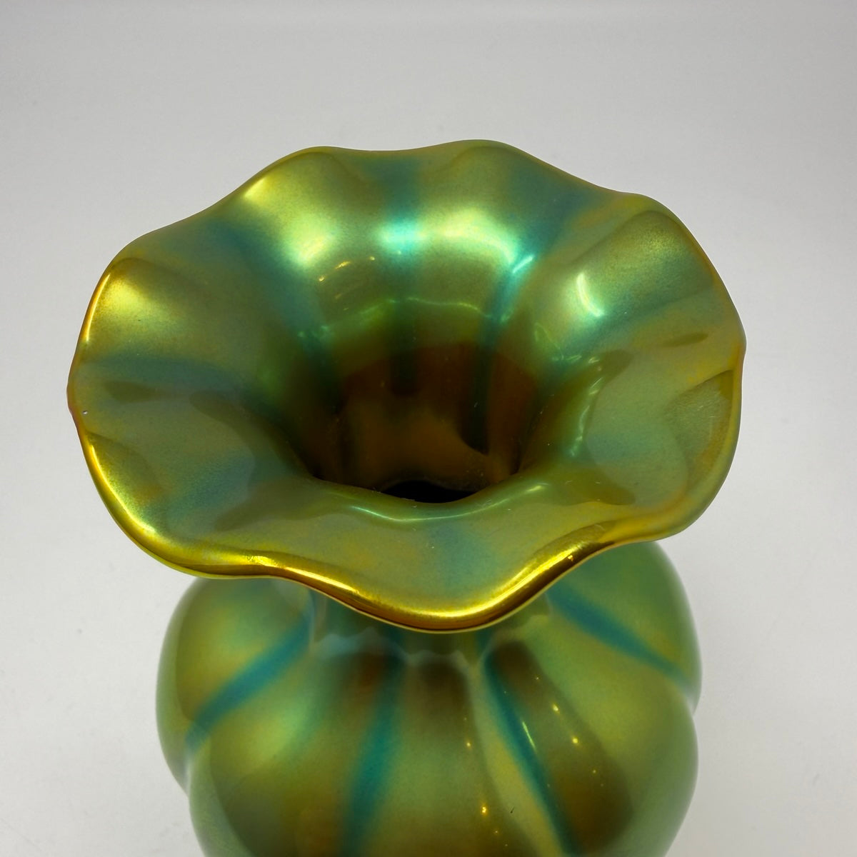 Zsolnay Vase Eosin Green/Gold Luster Signed