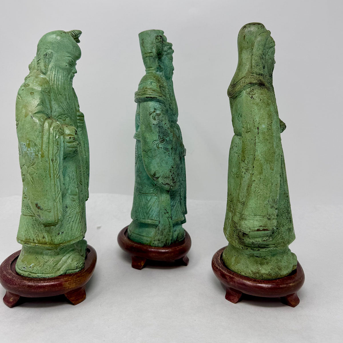 Cast Bronze Asian Three Immortal God Statues w/Base