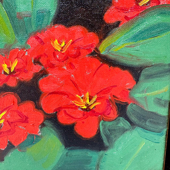 "Red Begonias" Painting Signed
