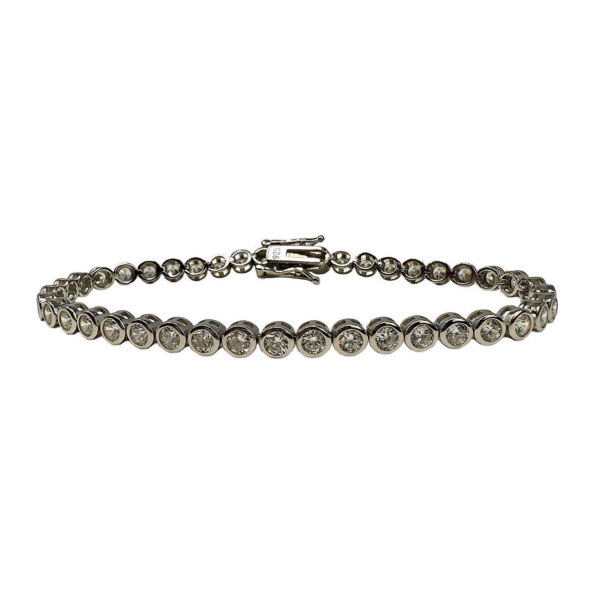7" Bezel Set Round CZ Rhodium-plated Tennis Bracelet