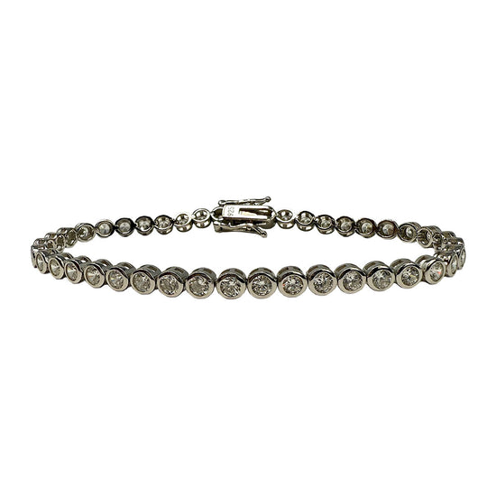 7" Bezel Set Round CZ Rhodium-plated Tennis Bracelet