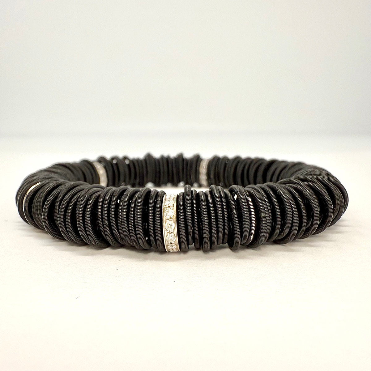 Michael Weggenmann Anodizel Steel Bracelet with 5 Diamond Rondels