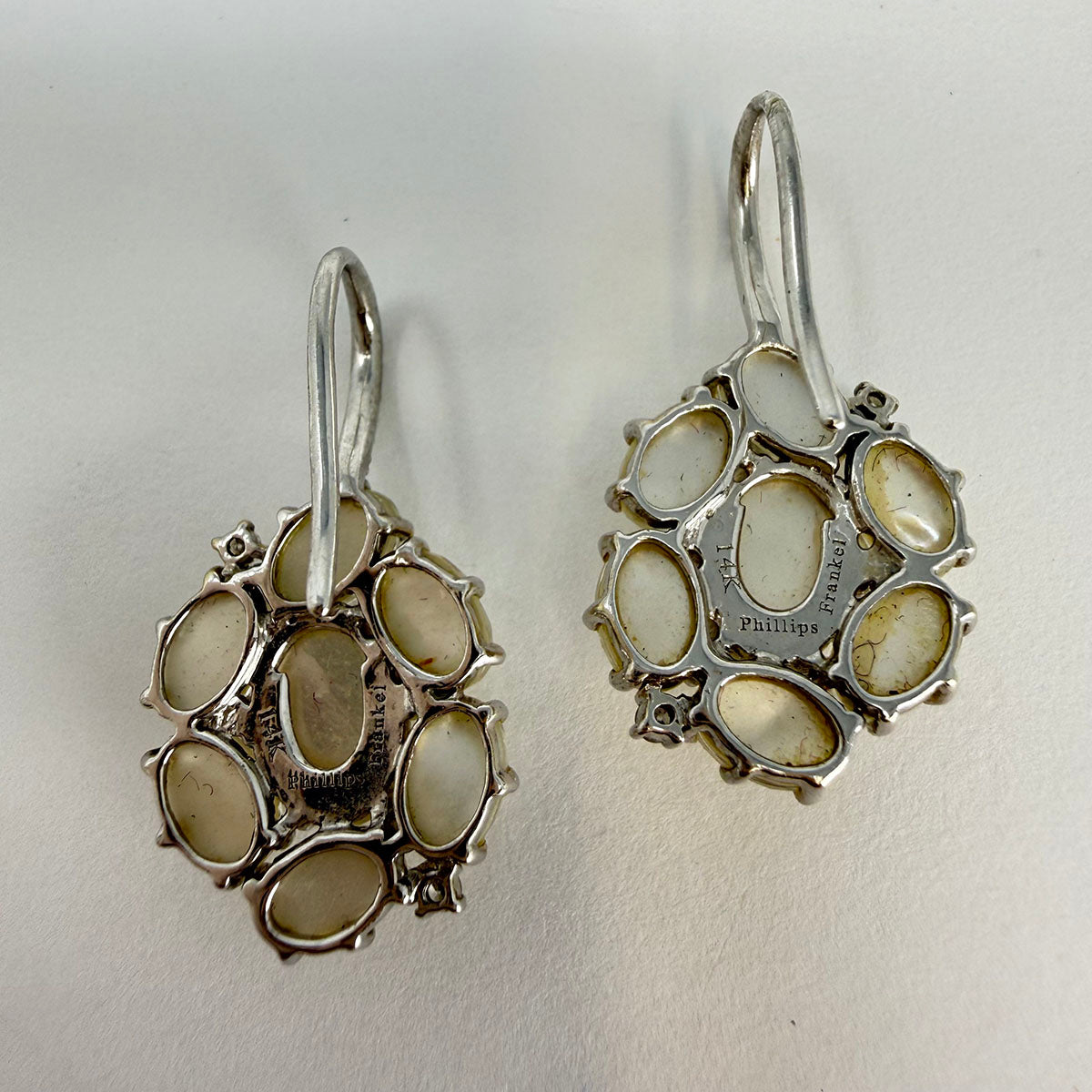Phillips Frankel 14K White Gold Earrings with Moonstone and Diamonds