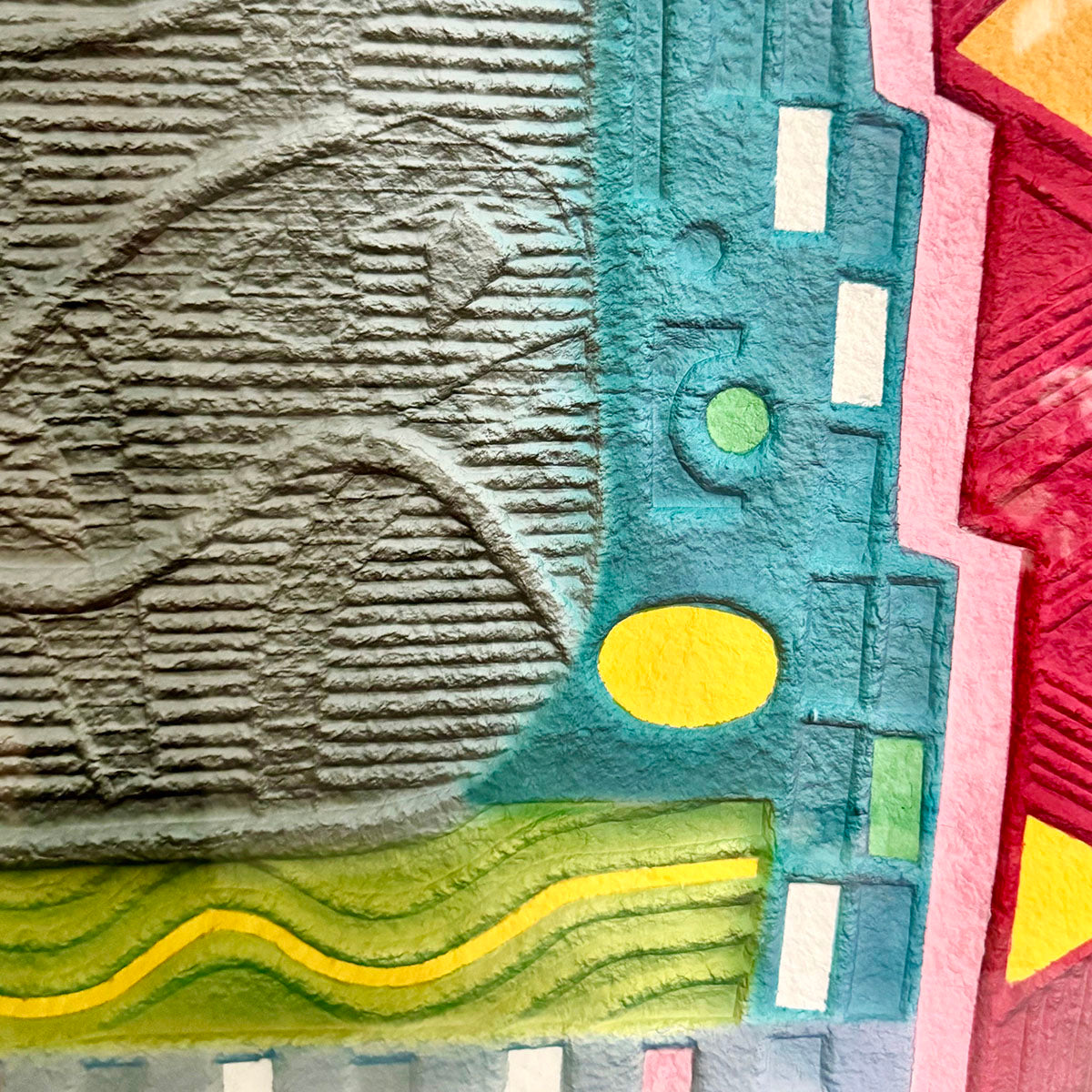 Framed Handmade Embossed  Paper Abstraction