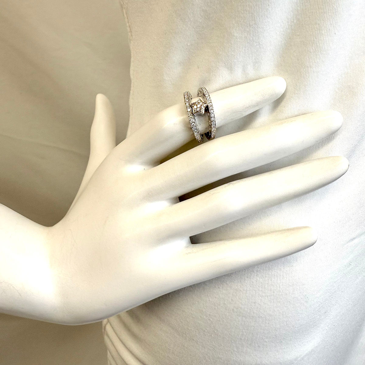 Giolomoda 18K White Gold Star Design Diamond Ring