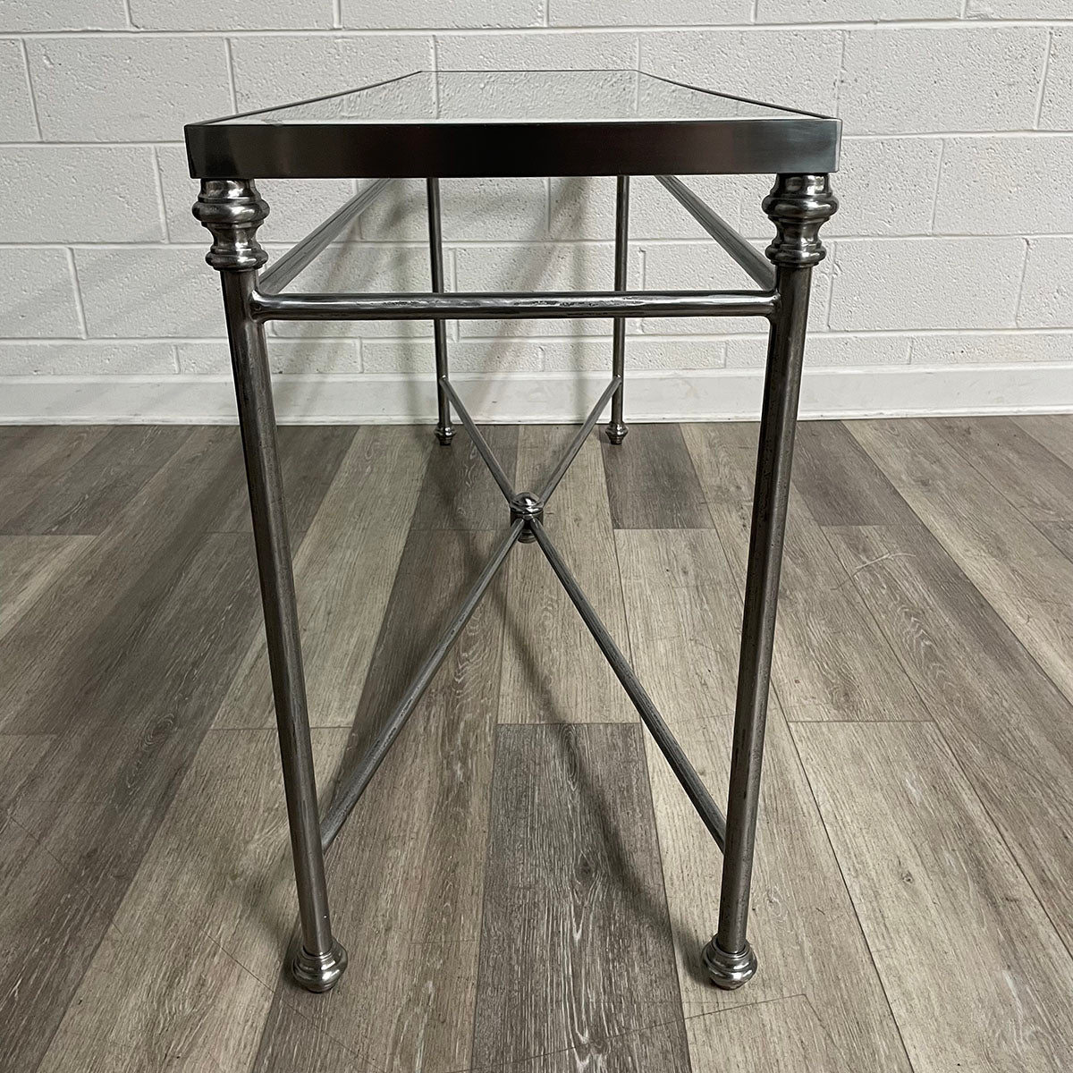 Glass-Top Console Table with Metal Frame