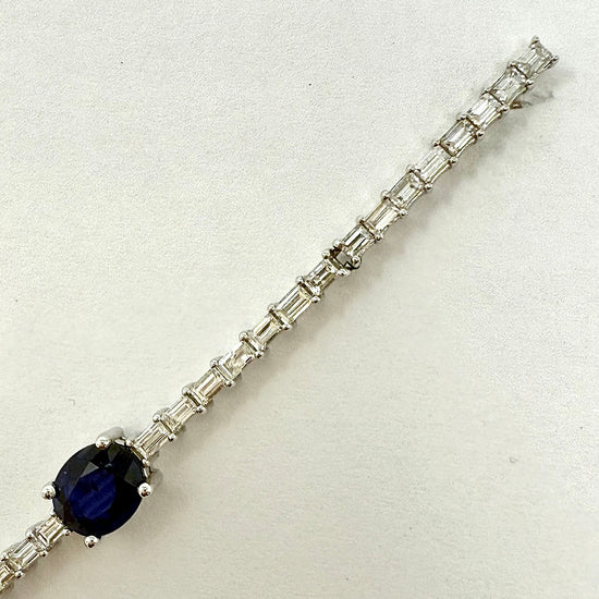 18K White Gold Diamond and Sapphire Drop Earrings