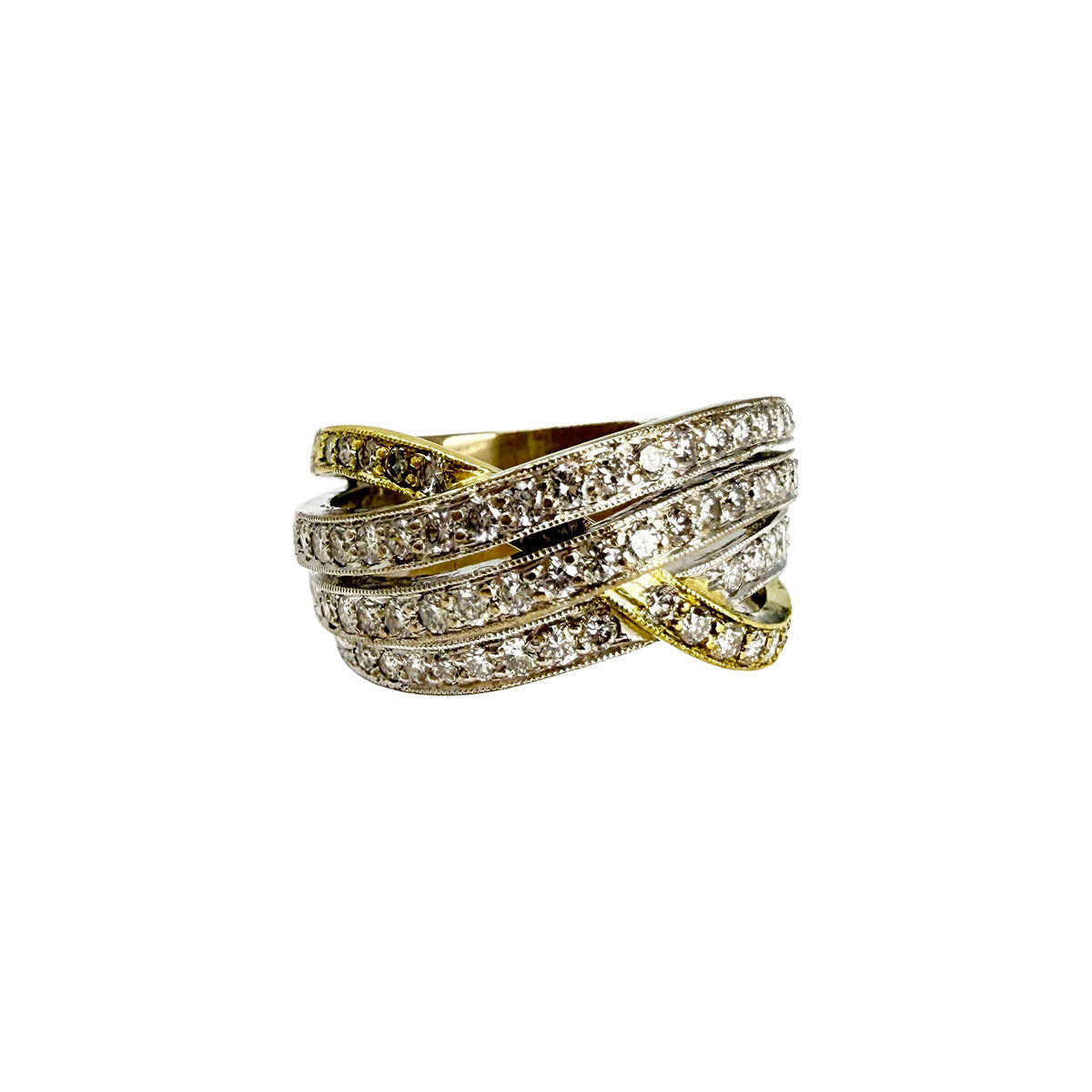 Simon G 18K Gold Diamond Crossover Ring