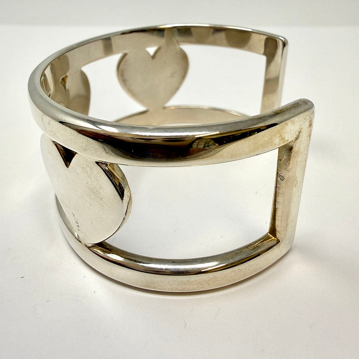 Tiffany & Co. Sterling Silver Full Heart Motif Cuff  Bracelet