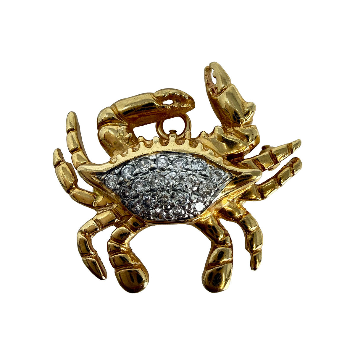 14K Yellow Gold Crab Pin with Diamonds