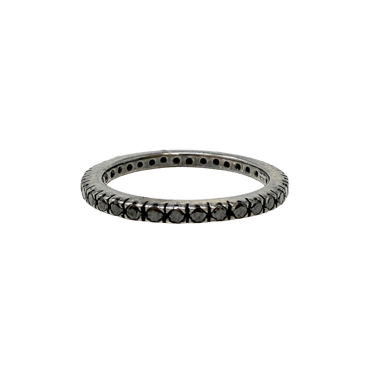 14K White Gold Black Diamond Eternity Band