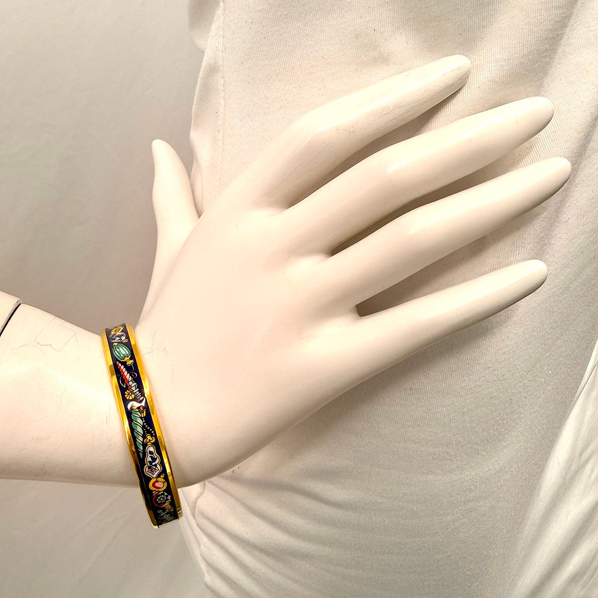 Hermes Narrow Enamel Bangle Bracelet