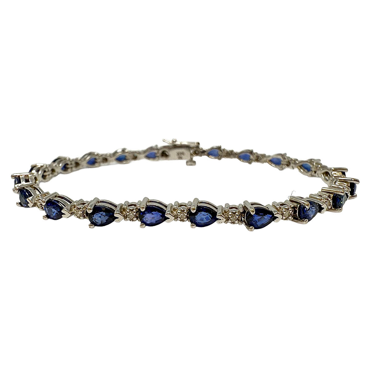 14K White Gold Bracelet with Diamonds and Sapphires