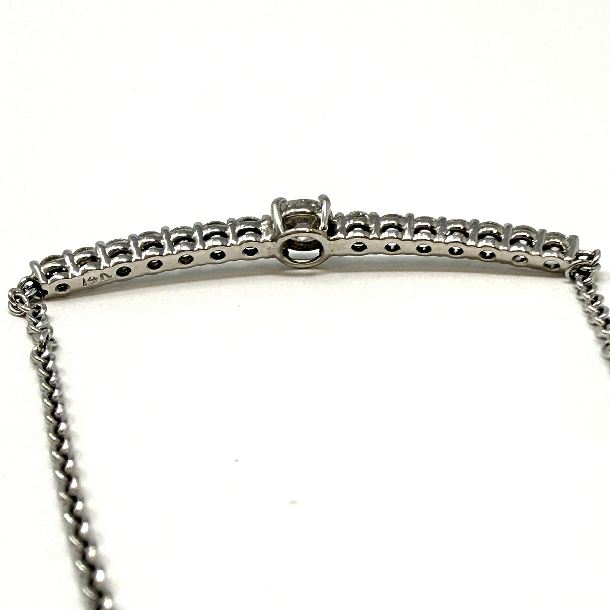 14K White Gold Diamond Bar Bracelet